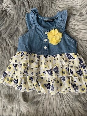 DDG Darlings Baby Girl Denim Floral Dress size 12 months #2753